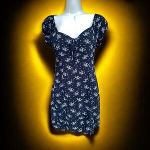 Aeropostale Size S  peasant mini dress black white florals y2k style grunge boho